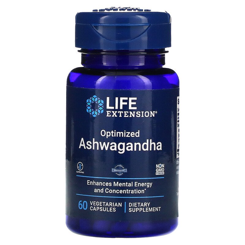 Life Extension, Optimized Ashwagandha, 60 Vegetarian Capsules， Enhances Mental Energy and Concentration 